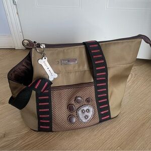 Stylish Pet Carrier Tote Bag for Small Dog or Cat Paw Print Travel Purse